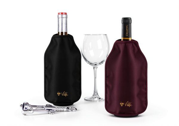 Wine Cooler Sleeve Duo Pack - Perfect for Wine & Champagne Lovers, Multicolor with Classic Black & Rich Burgundy, Stretchable, Flexible, Durable Design, Champagne Cooler Bag - Velfli-2