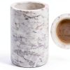 mDesign Single Bottle Wine Chiller - Ice Bucket Cooler for Kitchen, Bar, Party Decor - Holds Cold Wine, Champagne, Beer, Ready-to-Drink Cocktail Utensils, Serving Tongs - White Marble-5