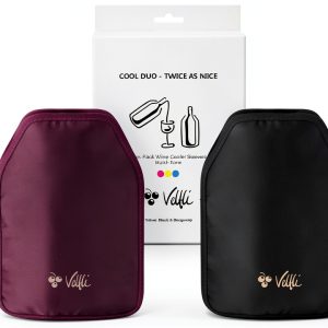 Wine Cooler Sleeve Duo Pack - Perfect for Wine & Champagne Lovers, Multicolor with Classic Black & Rich Burgundy, Stretchable, Flexible, Durable Design, Champagne Cooler Bag - Velfli-0