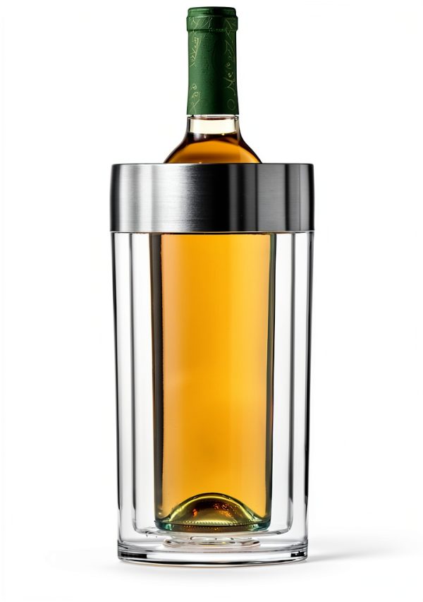 Wine Enthusiast Double Wall Iceless Wine Bottle Chiller – Premium Thermal Insulated Single Bottle Bucket for Tabletop Cooling-0