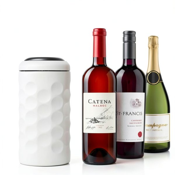 Wine Chiller Bebekae Double Wall Stainless Steel Cooler White Black-1