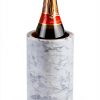 mDesign Single Bottle Wine Chiller - Ice Bucket Cooler for Kitchen, Bar, Party Decor - Holds Cold Wine, Champagne, Beer, Ready-to-Drink Cocktail Utensils, Serving Tongs - White Marble-0
