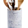 mDesign Single Bottle Wine Chiller - Ice Bucket Cooler for Kitchen, Bar, Party Decor - Holds Cold Wine, Champagne, Beer, Ready-to-Drink Cocktail Utensils, Serving Tongs - White Marble-4