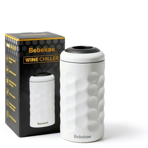 Wine Chiller Bebekae Double Wall Stainless Steel Cooler White Black-3