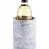 mDesign Single Bottle Wine Chiller - Ice Bucket Cooler for Kitchen, Bar, Party Decor - Holds Cold Wine, Champagne, Beer, Ready-to-Drink Cocktail Utensils, Serving Tongs - White Marble-6