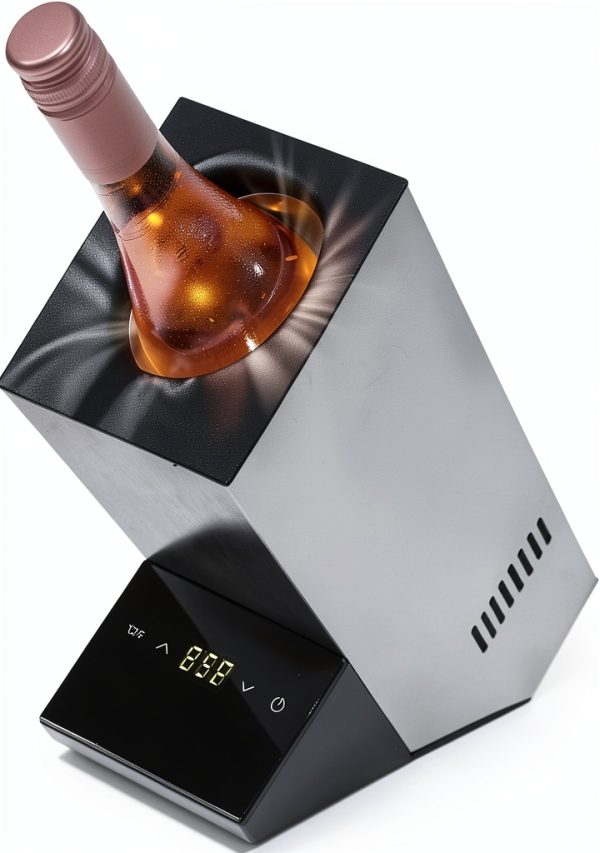 Electric Wine Chiller, Single Bottle Cooler for 750ml Wine or Some Champagne,Stainless Steel Iceless Cooler Keep Cold Up to 24h,Kitchen,Bar and RV Vino Accessory,Gift for Vino Lover-0
