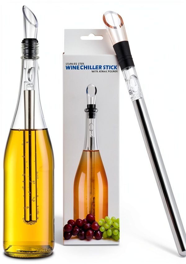 DERNORD Wine Chiller 3-in-1 Stainless Steel Wine Bottle Cooler Stick Freezer with Aerator and Pourer for Chilling Longer, Pouring and Aerating Wine for Christmas and Birthday Gifts-0
