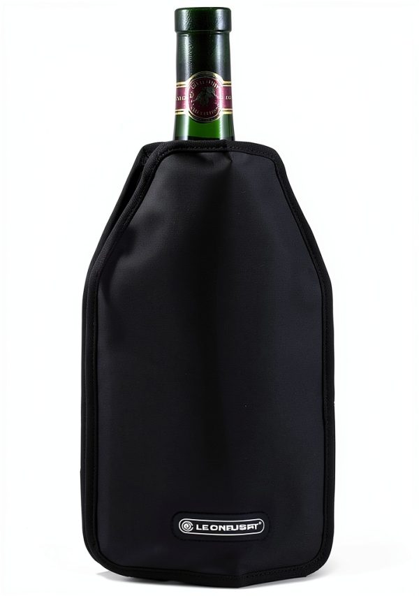 Wine Cooler Sleeve Le Creuset Black Nylon Wine Chiller with Gel Packs-0