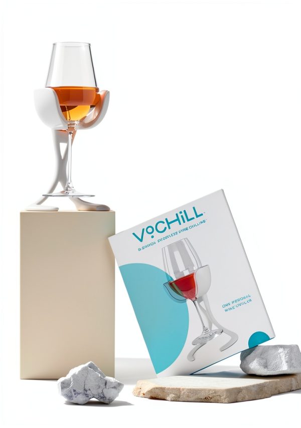 VoChill Stemmed Wine Glass Chiller | Made in USA | Radically cool wine tool – keeps wine perfectly chilled in your glass | Refreezable Chill Cradle actively chills (Quartz, Single VoChill)-5