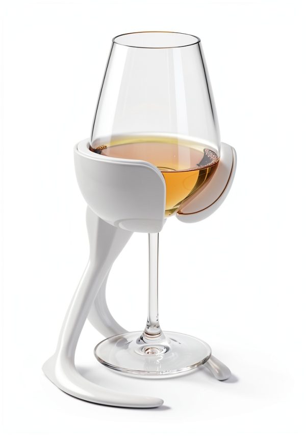 VoChill Stemmed Wine Glass Chiller | Made in USA | Radically cool wine tool – keeps wine perfectly chilled in your glass | Refreezable Chill Cradle actively chills (Quartz, Single VoChill)-2